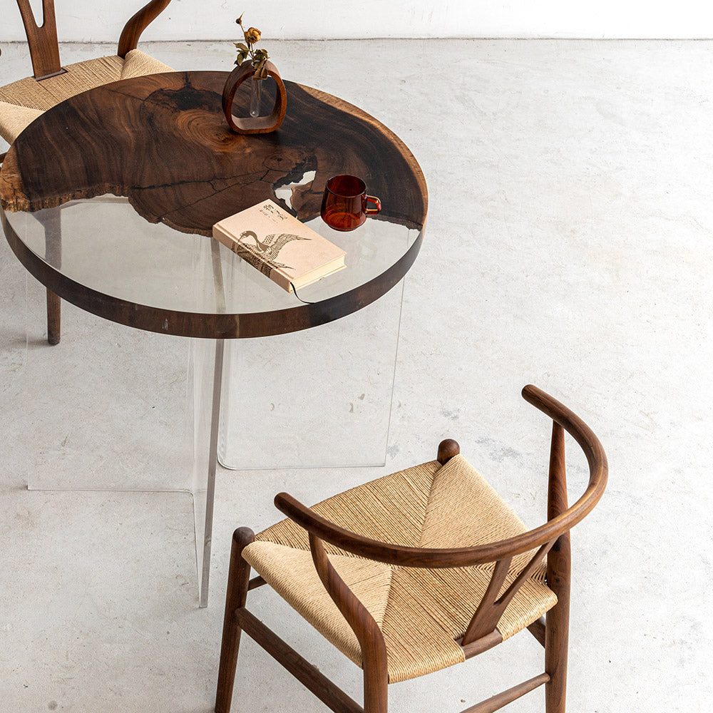 KAZANA Handmade Rain Wood Epoxy Table Round Coffee Table