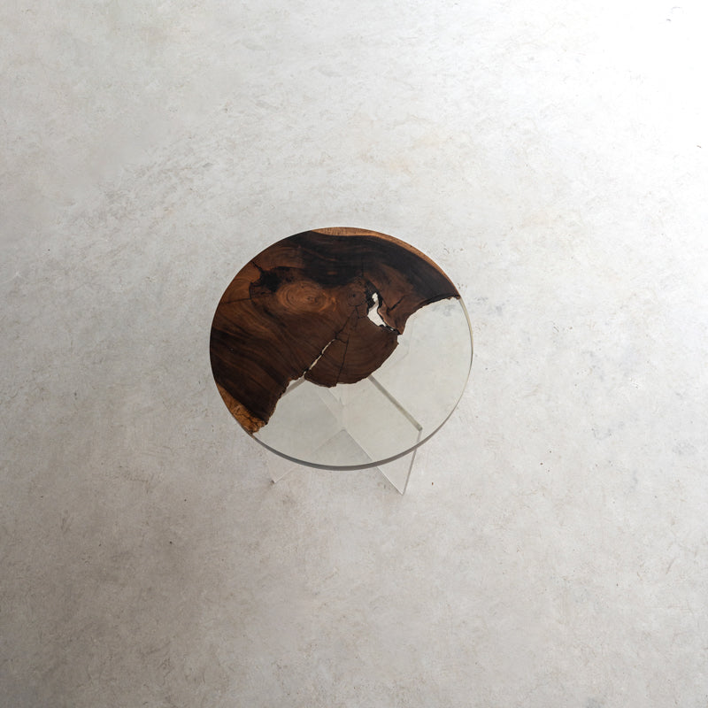 KAZANA Handmade Rain Wood Epoxy Table Round Coffee Table