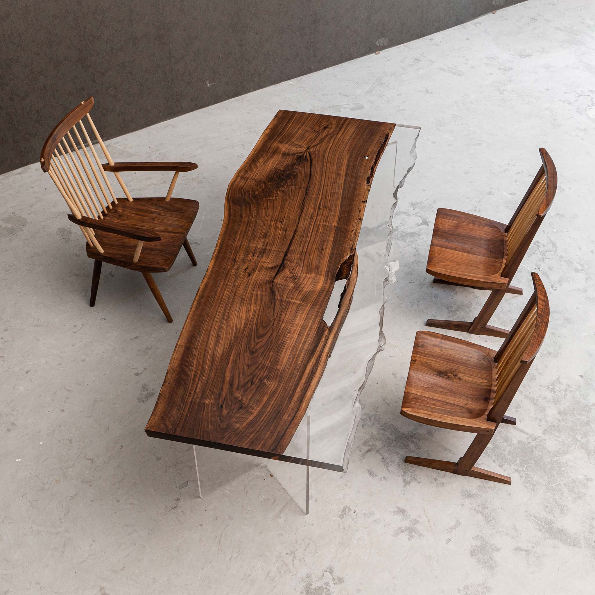Live Edge Epoxy Resin Table with Black Walnut Wood - Kazanahome