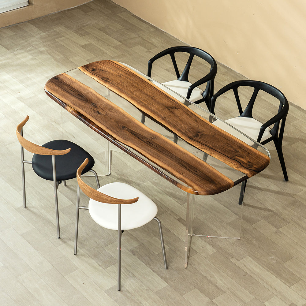 KAZANA North American Black Walnut Epoxy Resin Slab Table