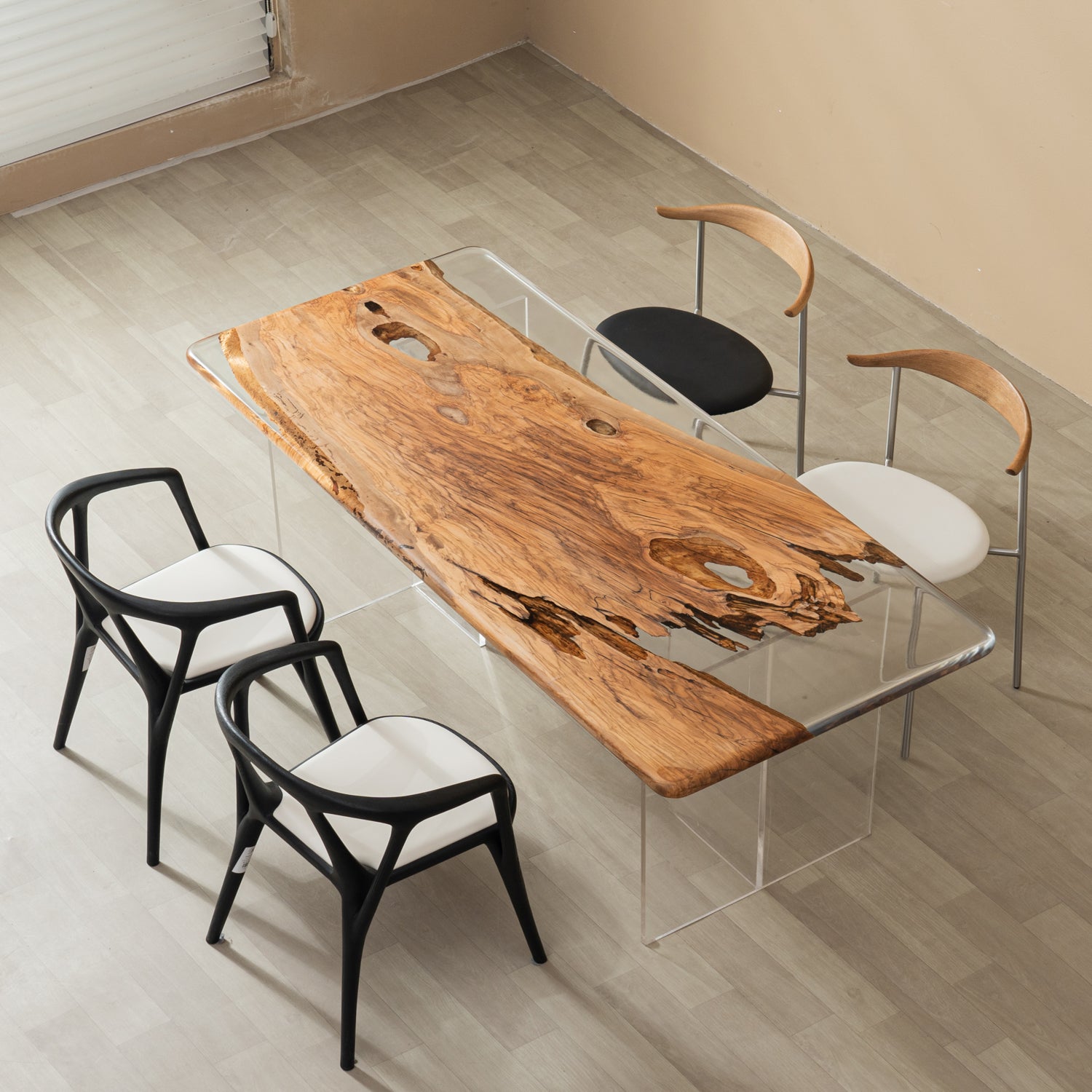 KAZANA Olive Epoxy Resin Table Live Edge Dining Table