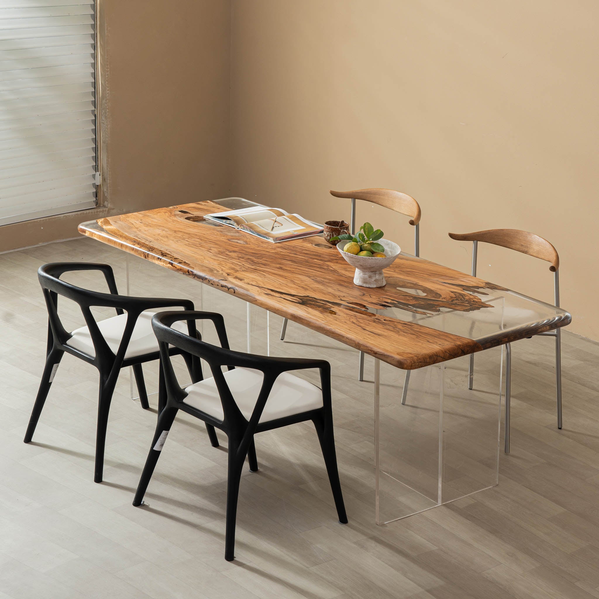 KAZANA Olive Epoxy Resin Table Live Edge Dining Table