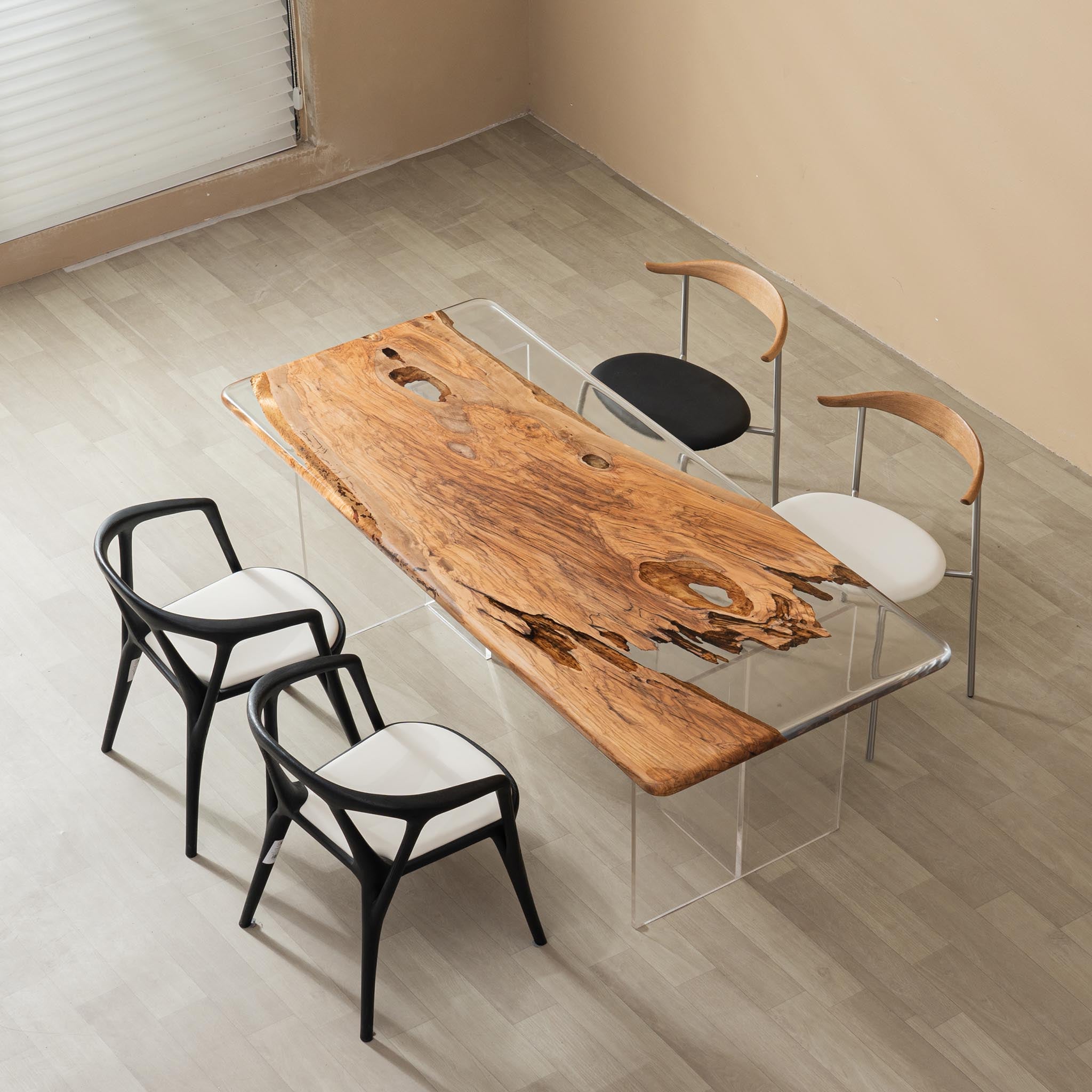 KAZANA Olive Epoxy Resin Table Live Edge Dining Table