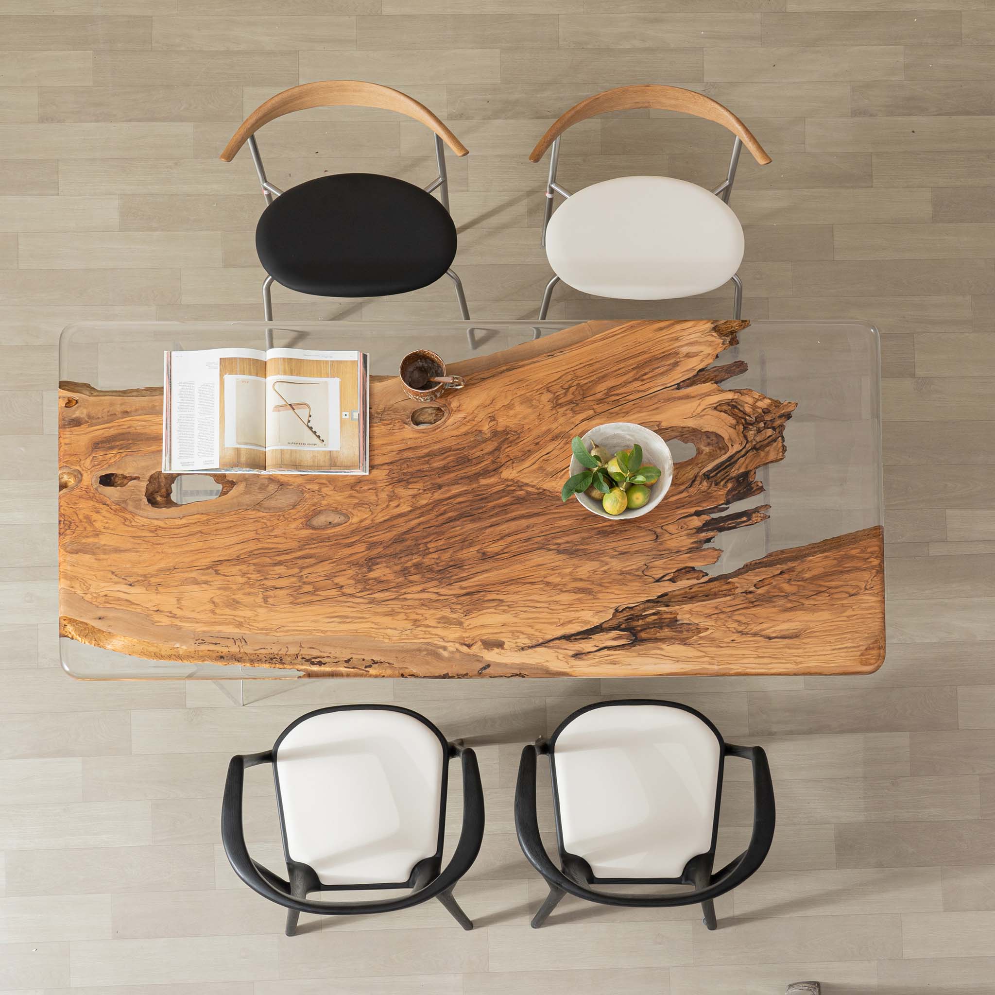 KAZANA Olive Epoxy Resin Table Live Edge Dining Table
