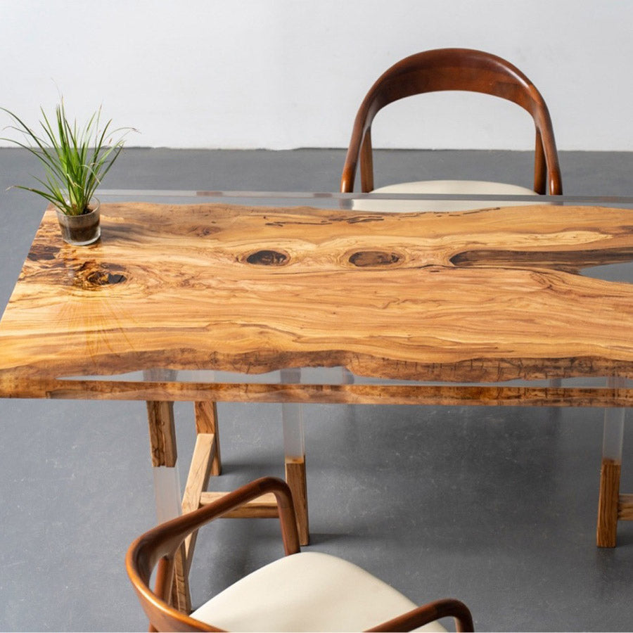 Wood Epoxy Resin Dining Table - Kazanahome