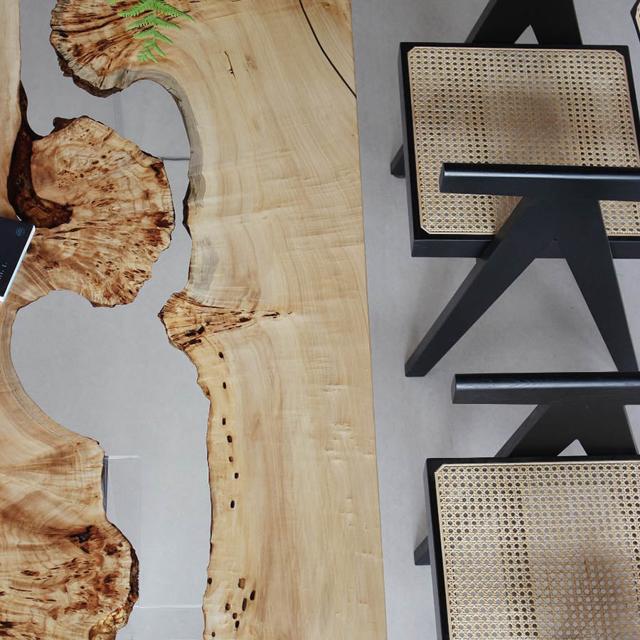 KAZANA Poplar Epoxy Table River Live Edge Dining Table