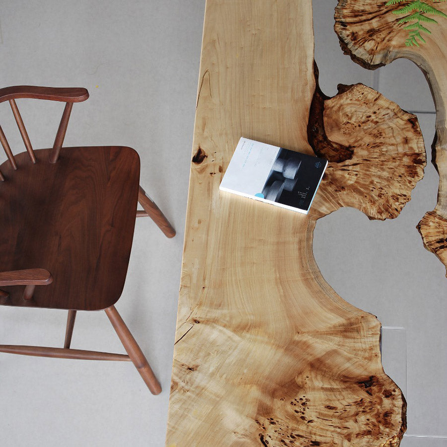 KAZANA Poplar Epoxy Table River Live Edge Dining Table