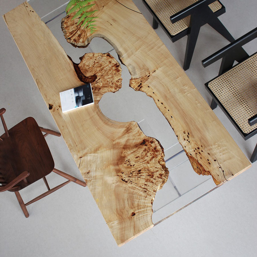 KAZANA Poplar Epoxy Table River Live Edge Dining Table