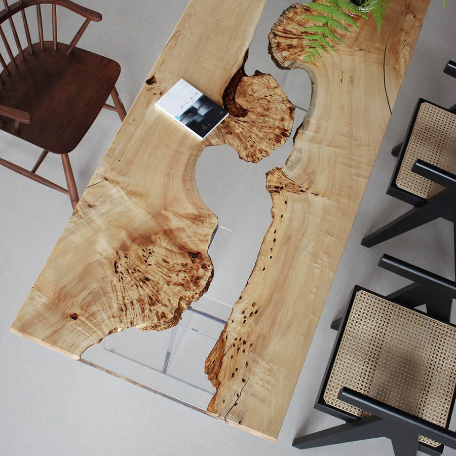 KAZANA Poplar Epoxy Table River Live Edge Dining Table