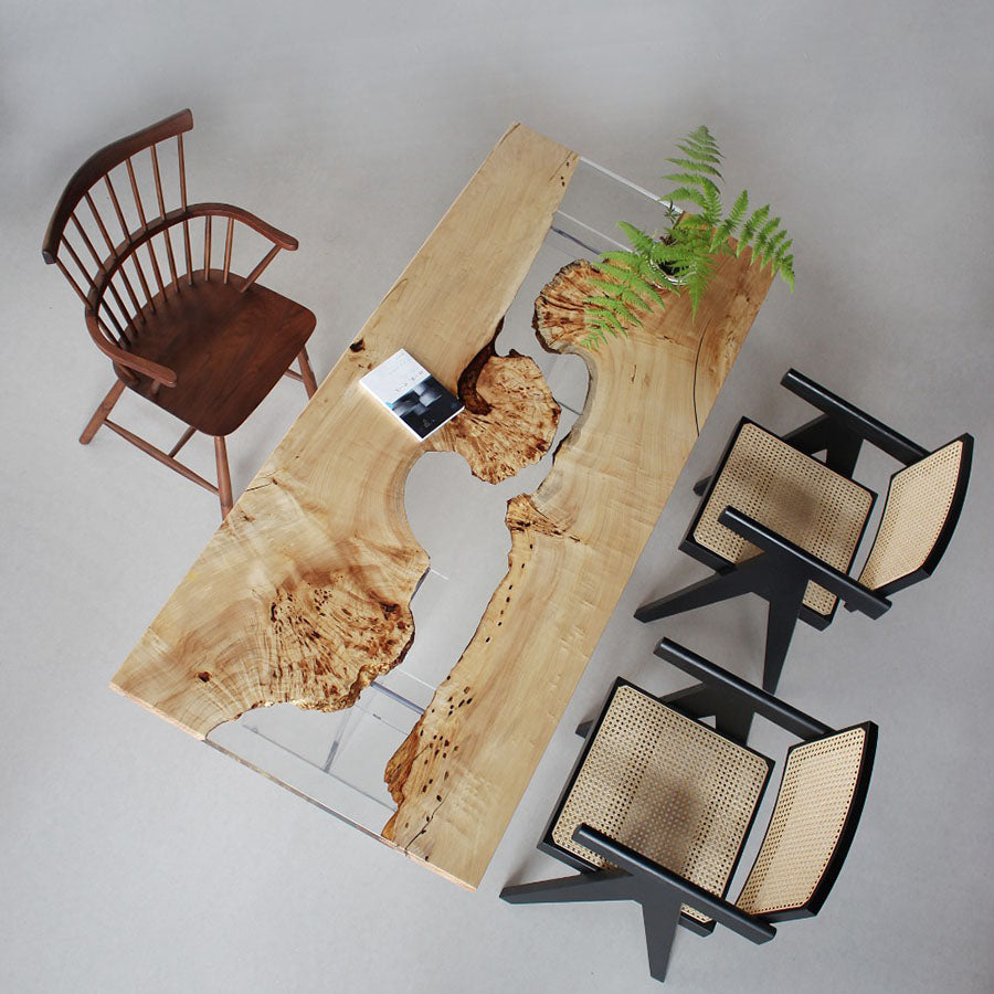 KAZANA Poplar Epoxy Table River Live Edge Dining Table