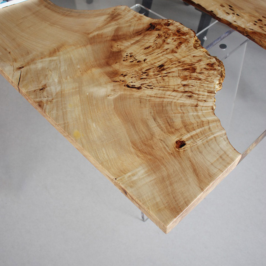 KAZANA Poplar Epoxy Table River Live Edge Dining Table