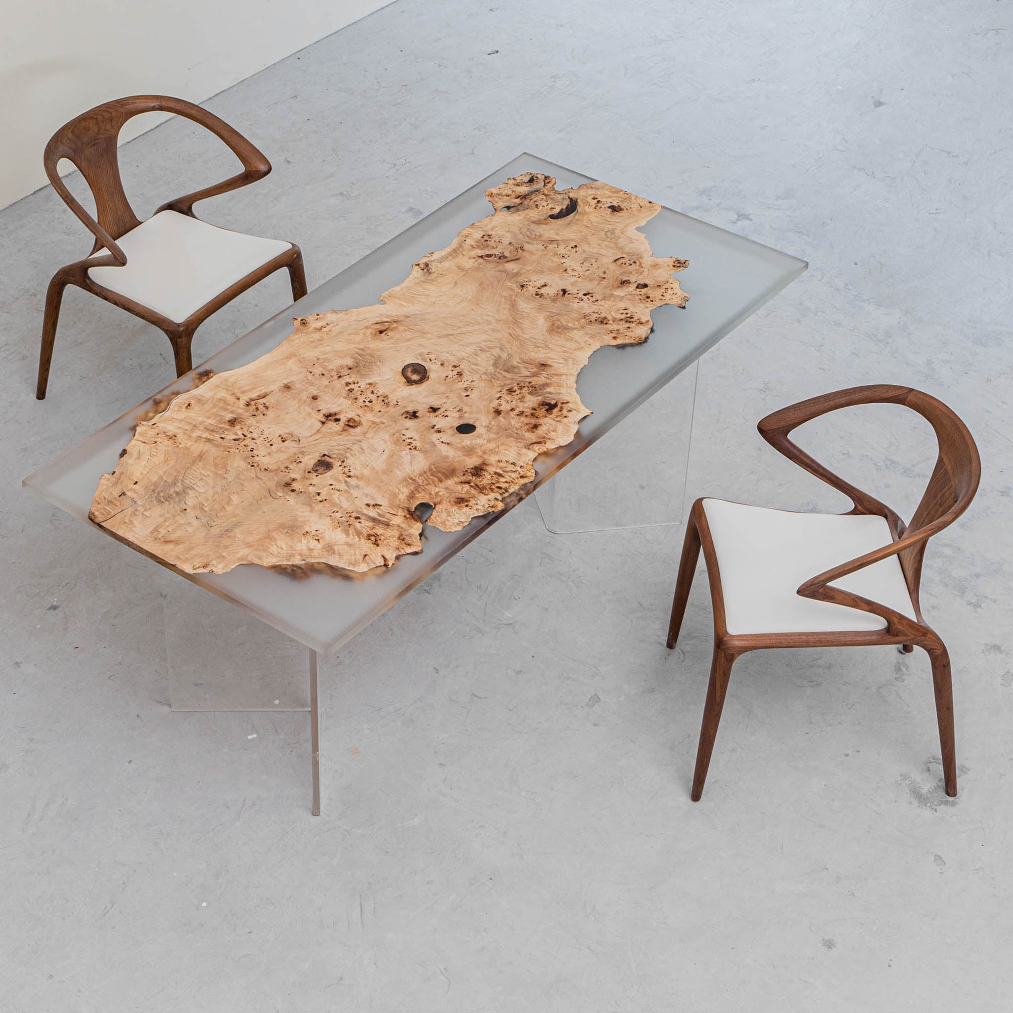 Poplar Grain Epoxy Resin Live Edge Table - Kazanahome