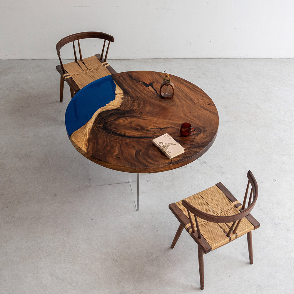 KAZANA Rain Wood Epoxy Coffee Table Round Dining Table