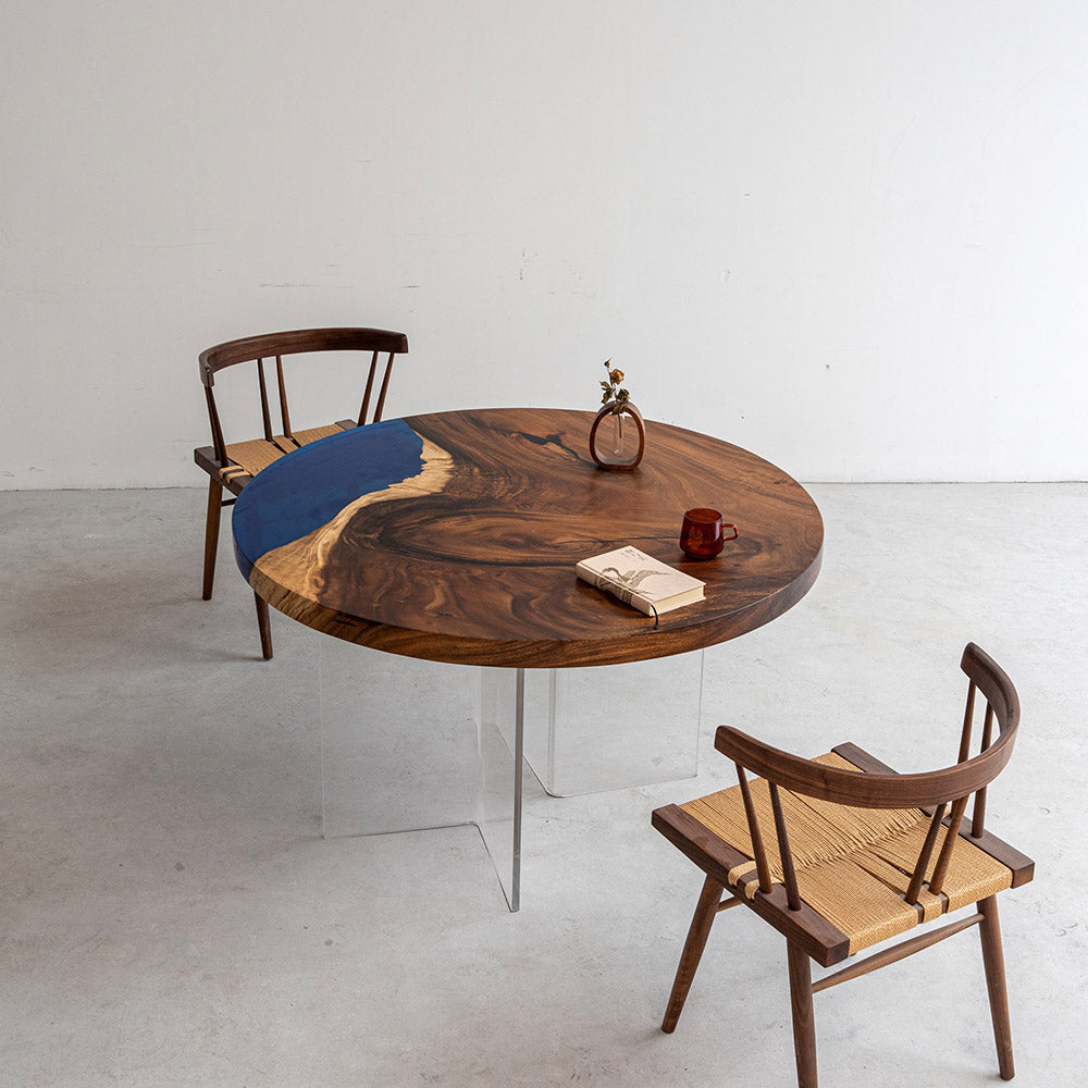 KAZANA Rain Wood Epoxy Coffee Table Round Dining Table