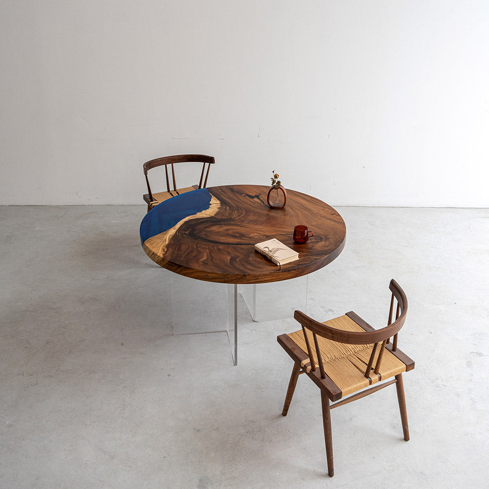 KAZANA Rain Wood Epoxy Coffee Table Round Dining Table