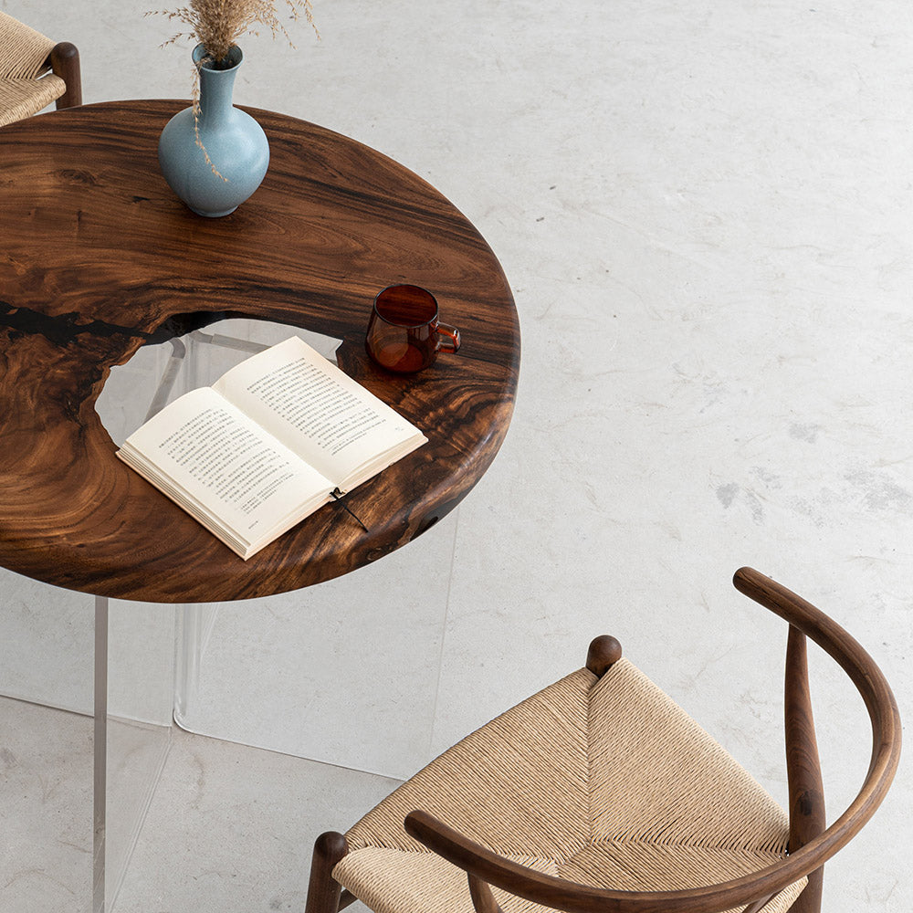 KAZANA Rain Wood Sofa Table Round Epoxy Table