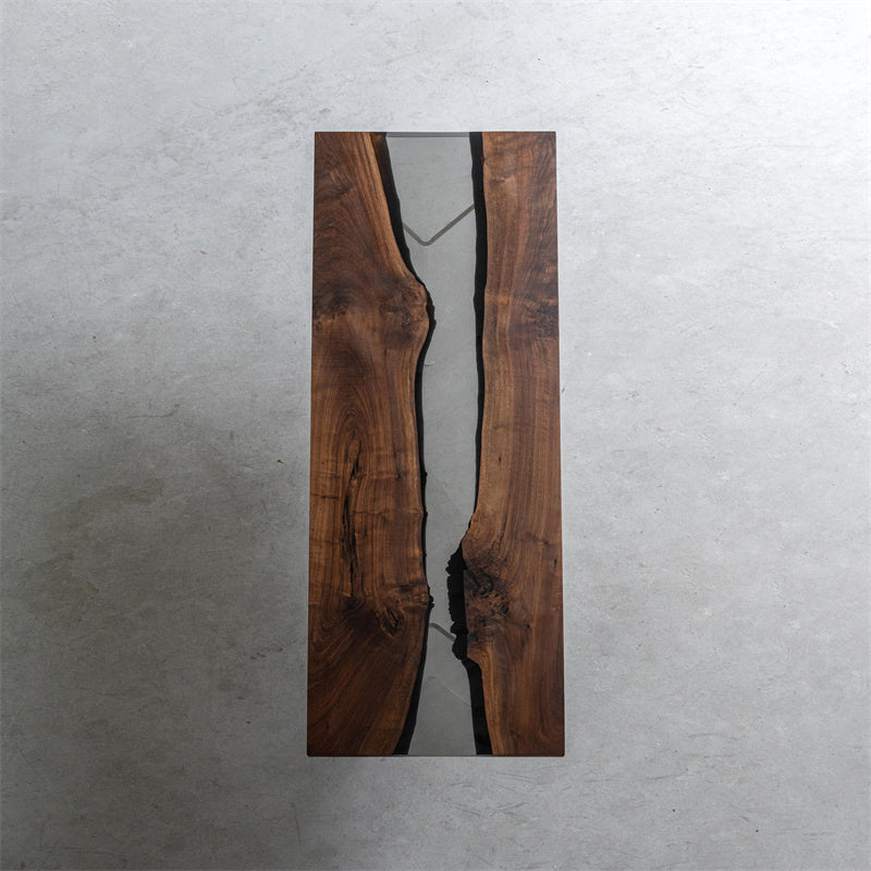 KAZANA River Handmade Black Walnut Epoxy Resin Table 31.8"W 87.0"L