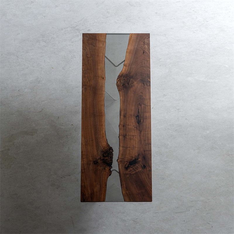 KAZANA River Handmade Black Walnut Epoxy Resin Table 31.8"W 87.0"L