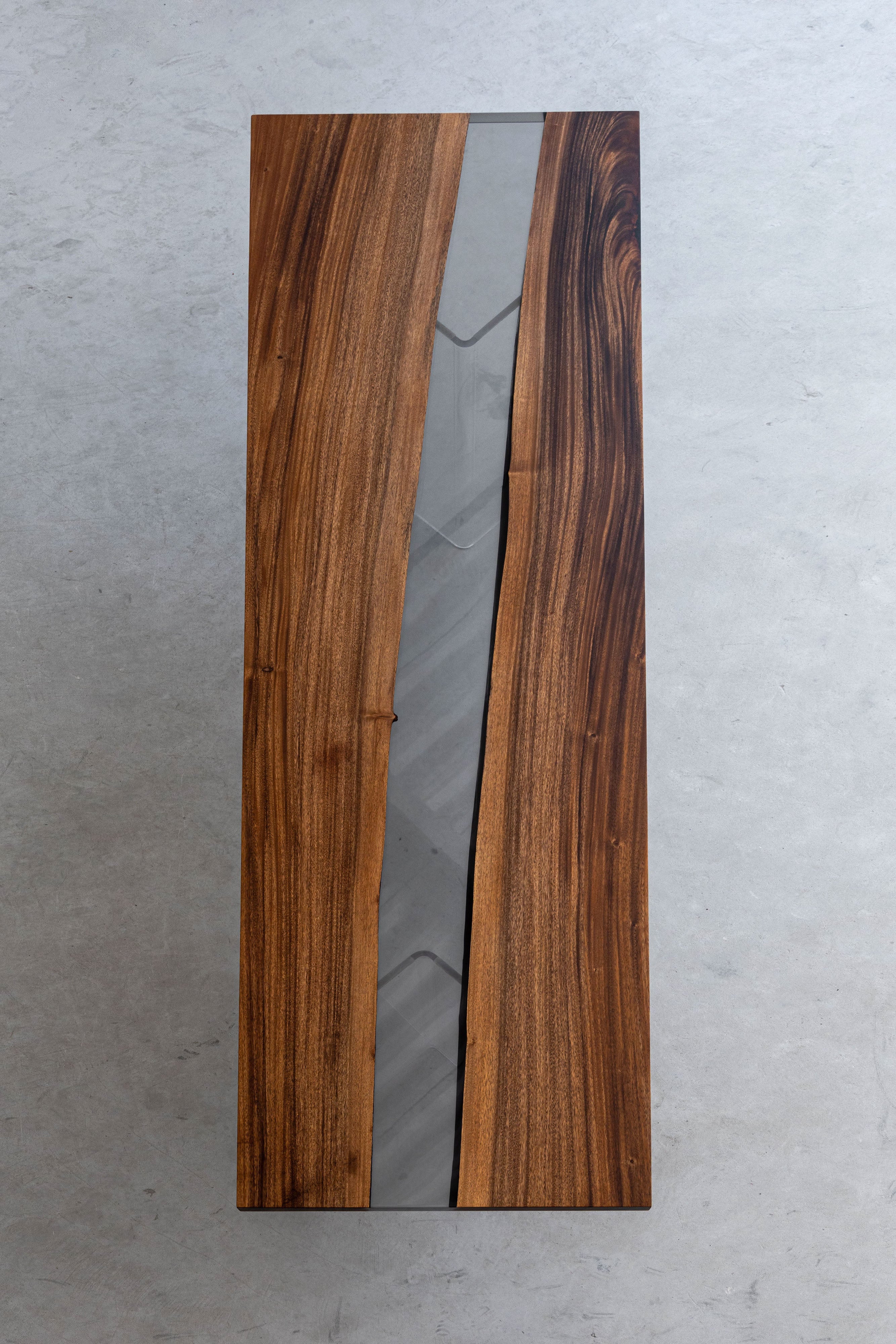 KAZANA Walnut Epoxy Resin Table River Straight Edge 31.8"W 102.7"L