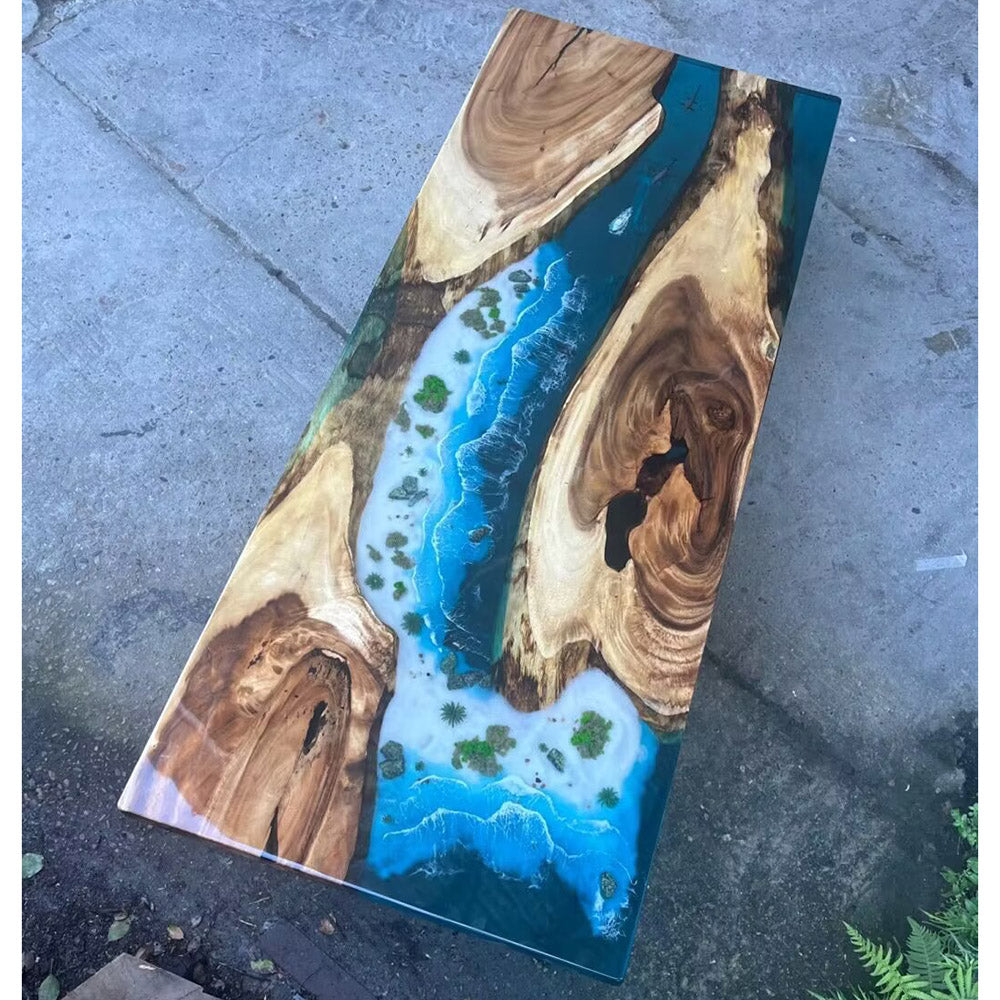 KAZANA Walnut Island Ocean Wave Epoxy Dining Table