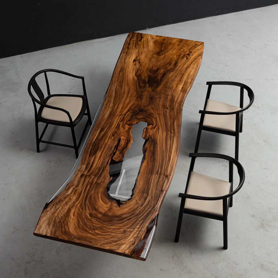 Walnut Wood Epoxy Dining Table - Kazanahome