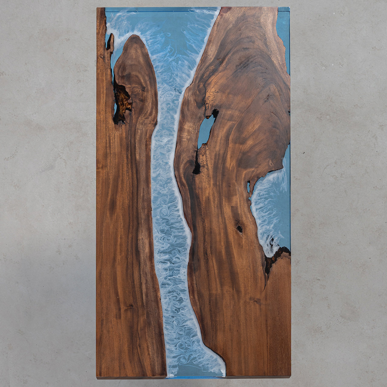 KAZANA Walnut Wood Epoxy Ocean Dining Table 31.5"W 62.9"L