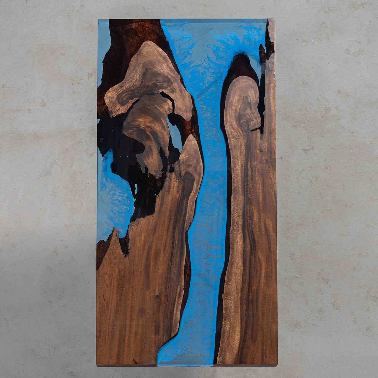 KAZANA Walnut Wood Epoxy Ocean Dining Table 31.5"W 62.9"L