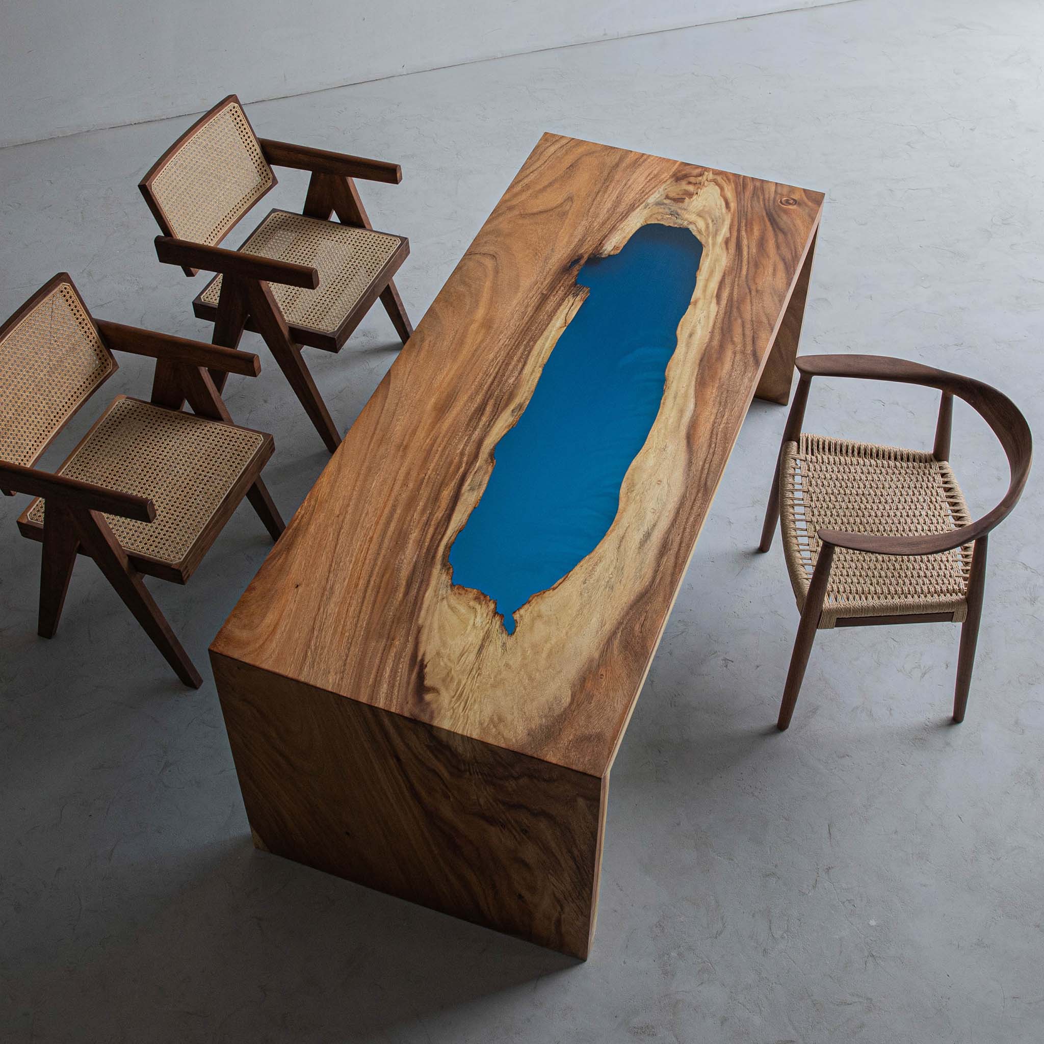 Epoxy Resin Walnut Wood Table - Kazanahome