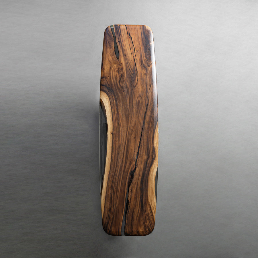 KAZANAHOME Walnut and Epoxy Table Rounded Corners
