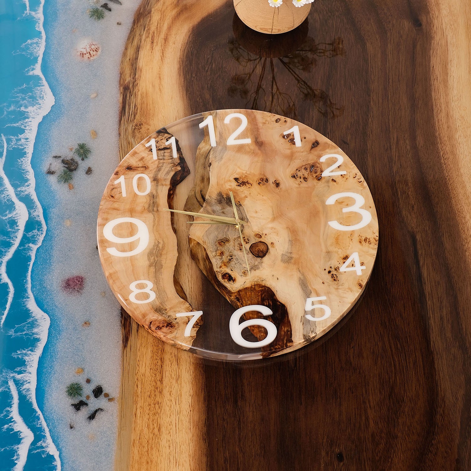 KAZANAHOME-Poplar-Clear-Transparent-Epoxy-Resin-Wall-Clock-3