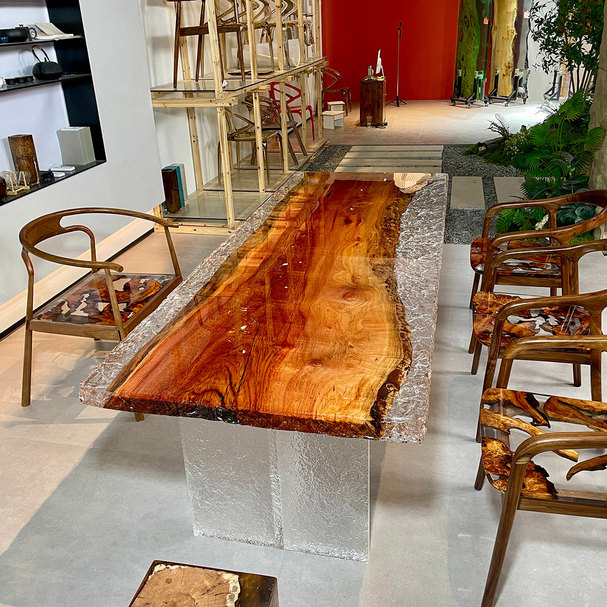 Ice crack epoxy wood dining tables - KAZANAHOME