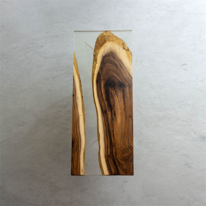 Walnut Wood Epoxy Dining Table Deep and Shallow 31.45"W 102.36"L