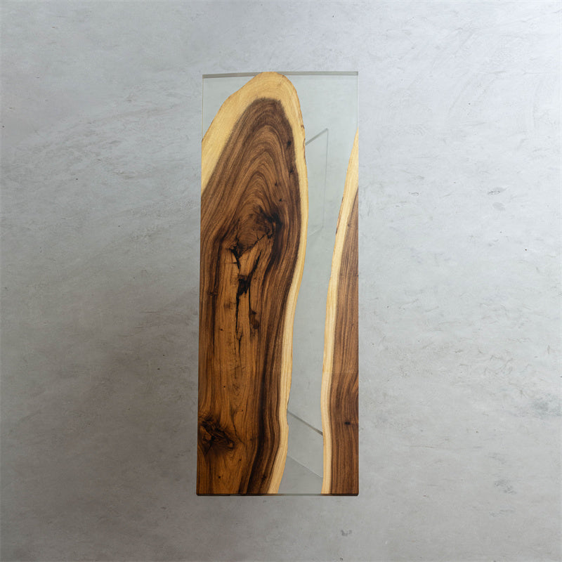 Walnut Wood Epoxy Dining Table Deep and Shallow 31.45"W 102.36"L