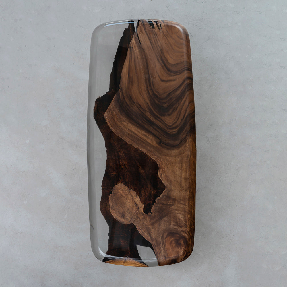 Walnut Wood Epoxy Dining Table Rounded Corner 33.8"W 83.0"L