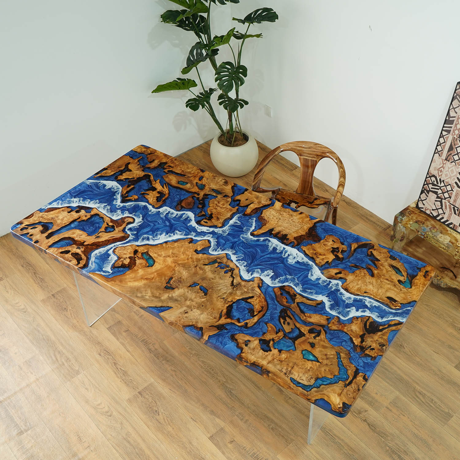 極美品　BYCRUISE KANNON TABLE Ocean Wave Cunninghamia Epoxy Table for Coastal Beach Houses