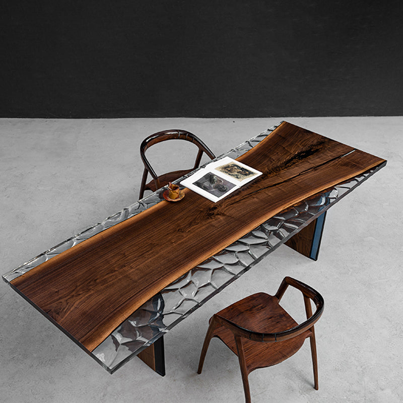 KAZANAHOME Black Walnut Crystal Epoxy Table