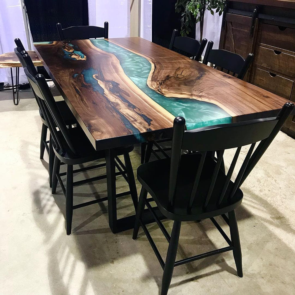 KAZANAHOME Custom Black Walnut Epoxy Table