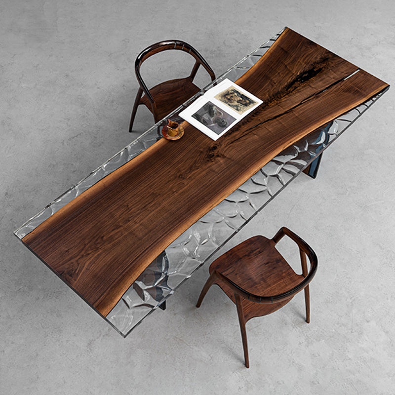 KAZANAHOME Black Walnut Live Edge Crystal Epoxy Table