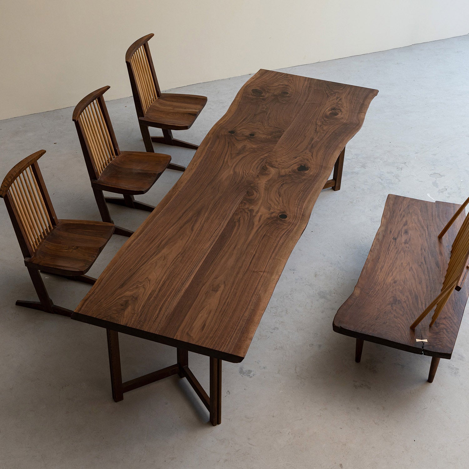 KAZANAHOME Black Walnut Live Edge Wood Table 36.02"Wx118.11"L