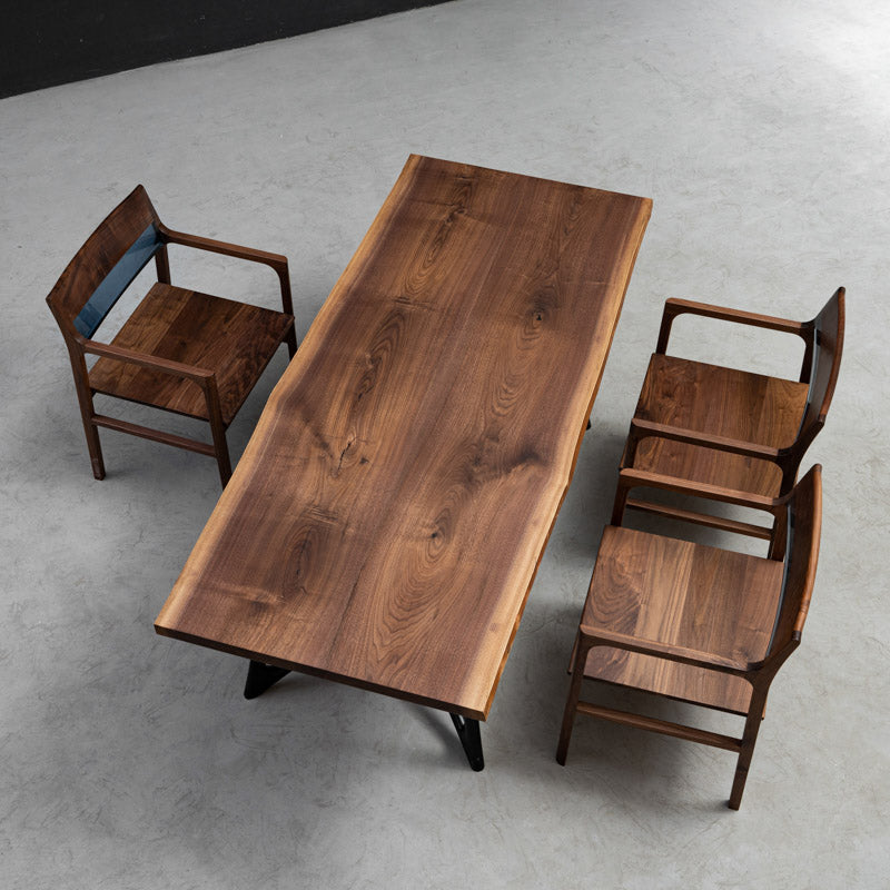 KAZANAHOME Black Walnut Wood Live Edge Table Kitchen Dining Table