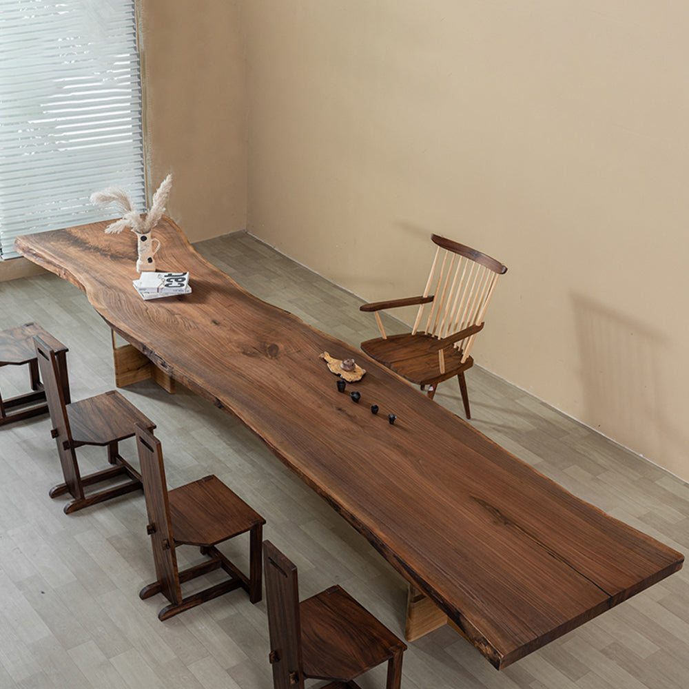 KAZANAHOME Live Edge Solid Wood Slab Table