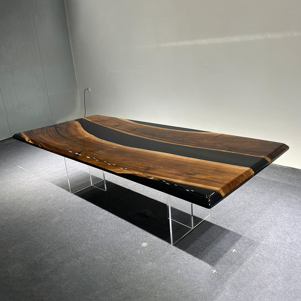 Wood Black Resin Epoxy Table
