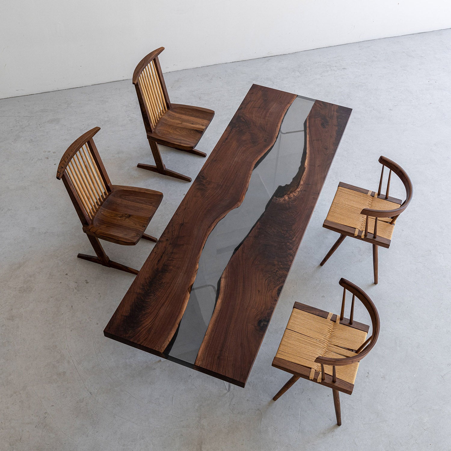 Customizable Black Walnut Epoxy Table - KAZANA HOME