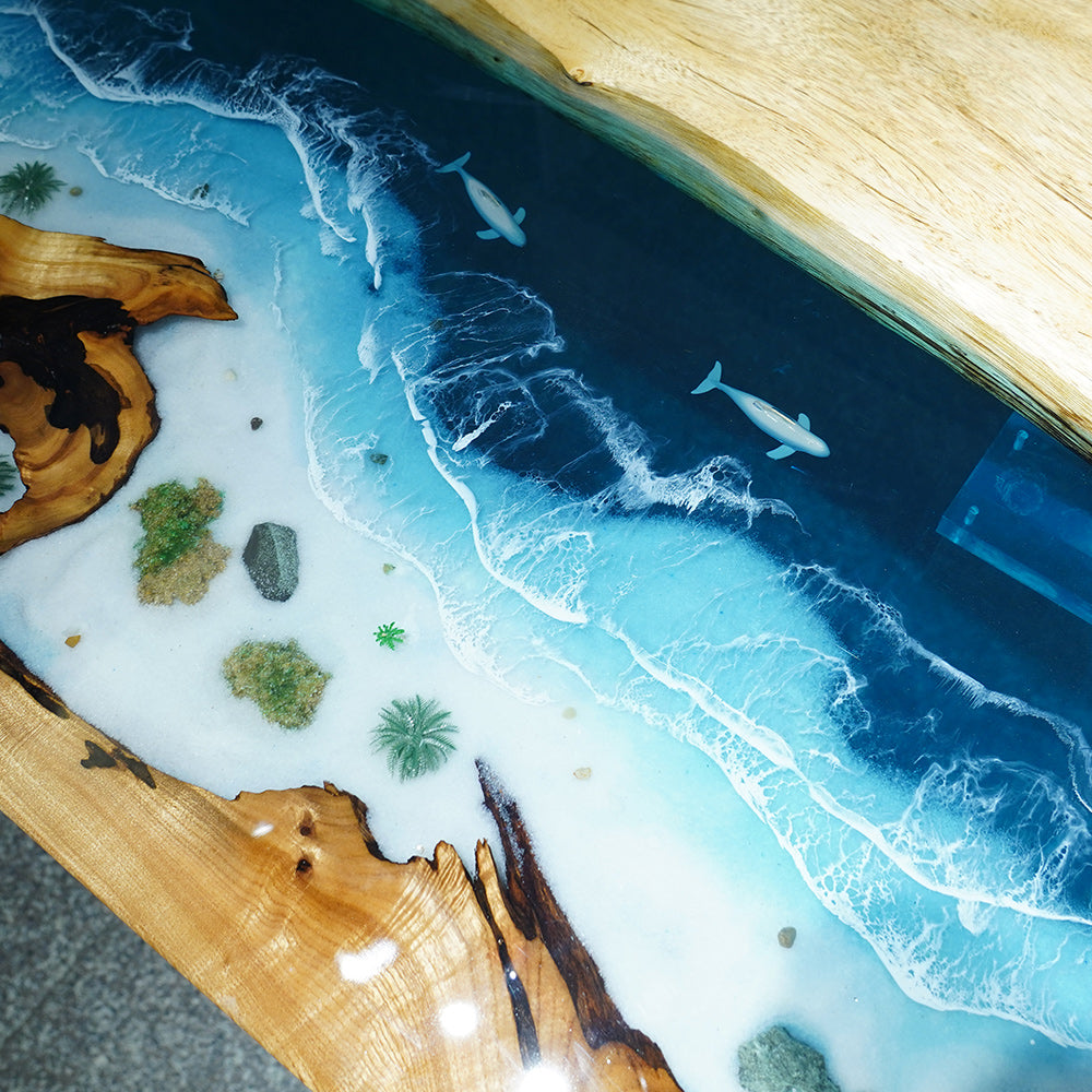 KAZANAHOME Custom Ocean Wave Epoxy Table Dining Table CT42