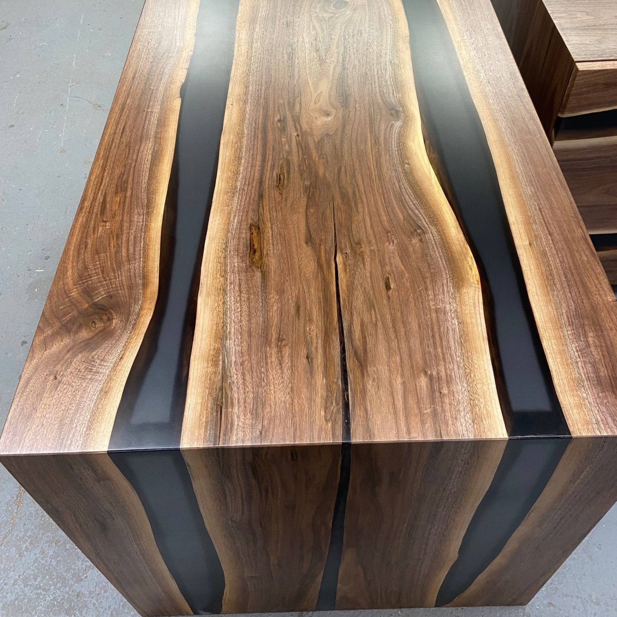 Custom Waterfall Epoxy Table Black Rivers WCT2