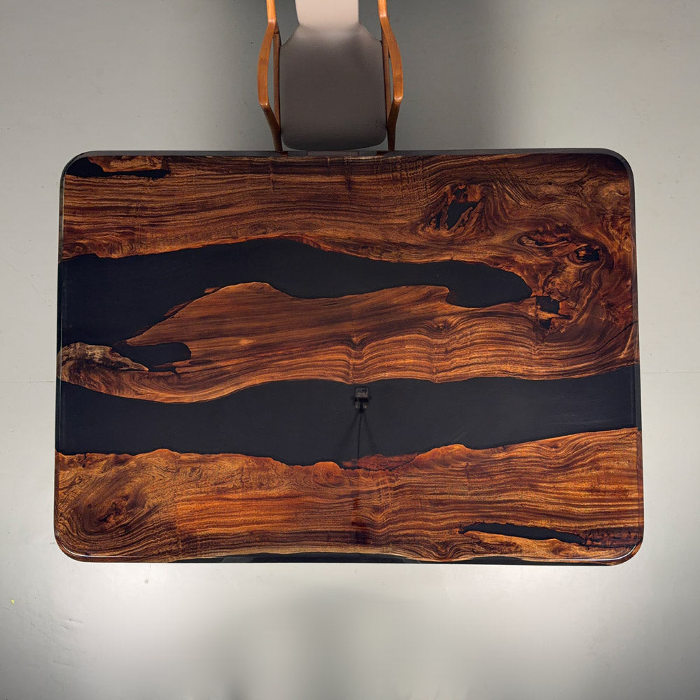 KAZANAHOME Walnut Epoxy Table for Modern American Lofts in Charlotte