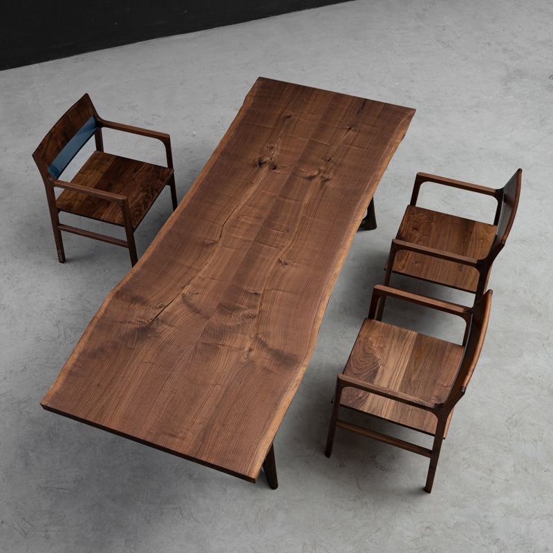 KAZANAHOME Glamorous Black Walnut Live Edge Table Kitchen Dining