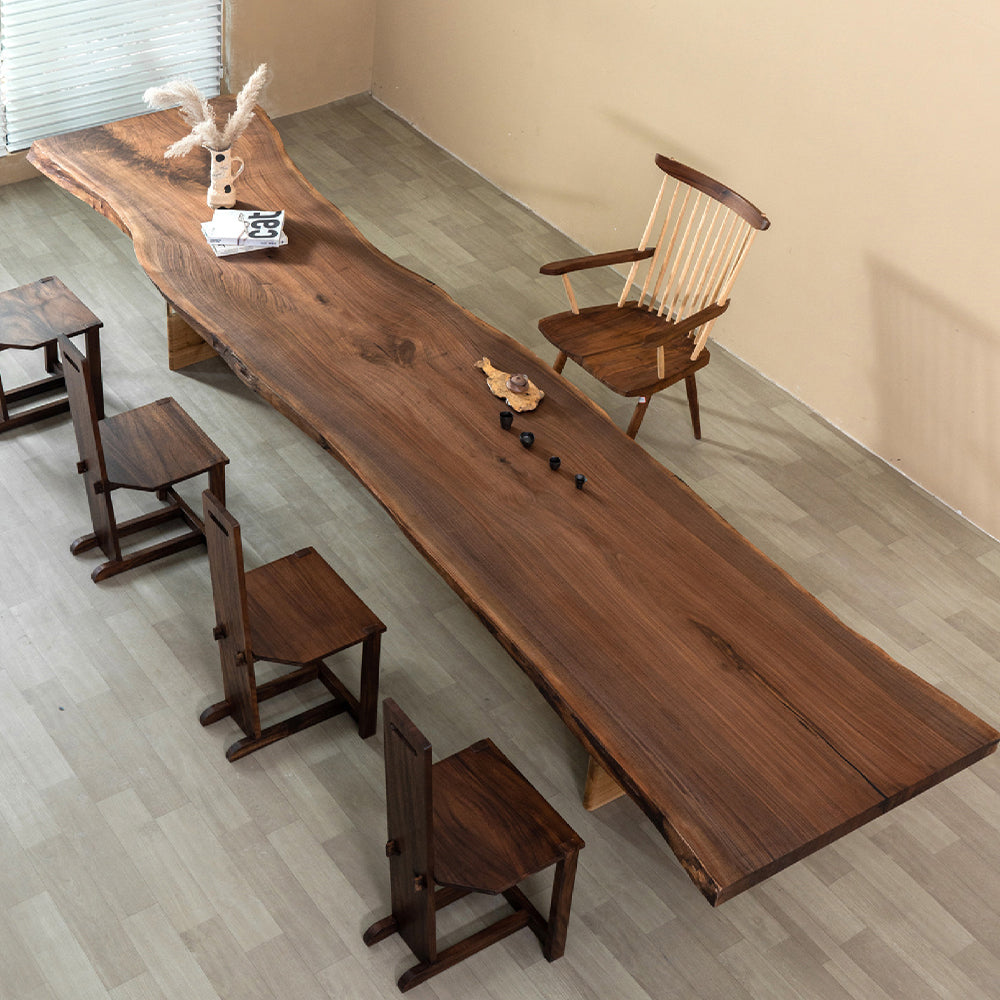 KAZANAHOME Black Walnut Solid Wood Slab Table