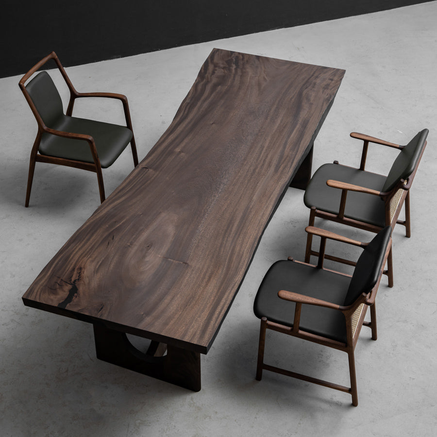 KAZANAHOME Natural Beauty Hand Carved Walnut Dining Table