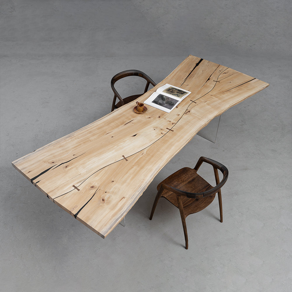 KAZANAHOME Natural Poplar Solid Wood Slab Table